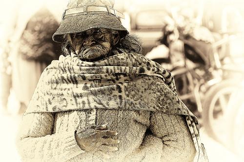 Portrait en sepia d'une femme de Bolivie