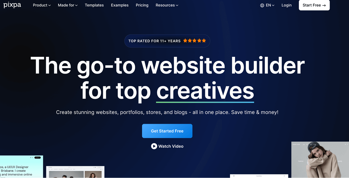 Zrzut ekranu z PixpaStrona główna użytkownika