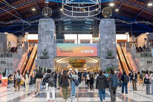 Attendees arrive at the Pennsylvania Convention Center for the 2024 Grace Hopper Celebration, a major tech conference highlighting innovation and inclusion.