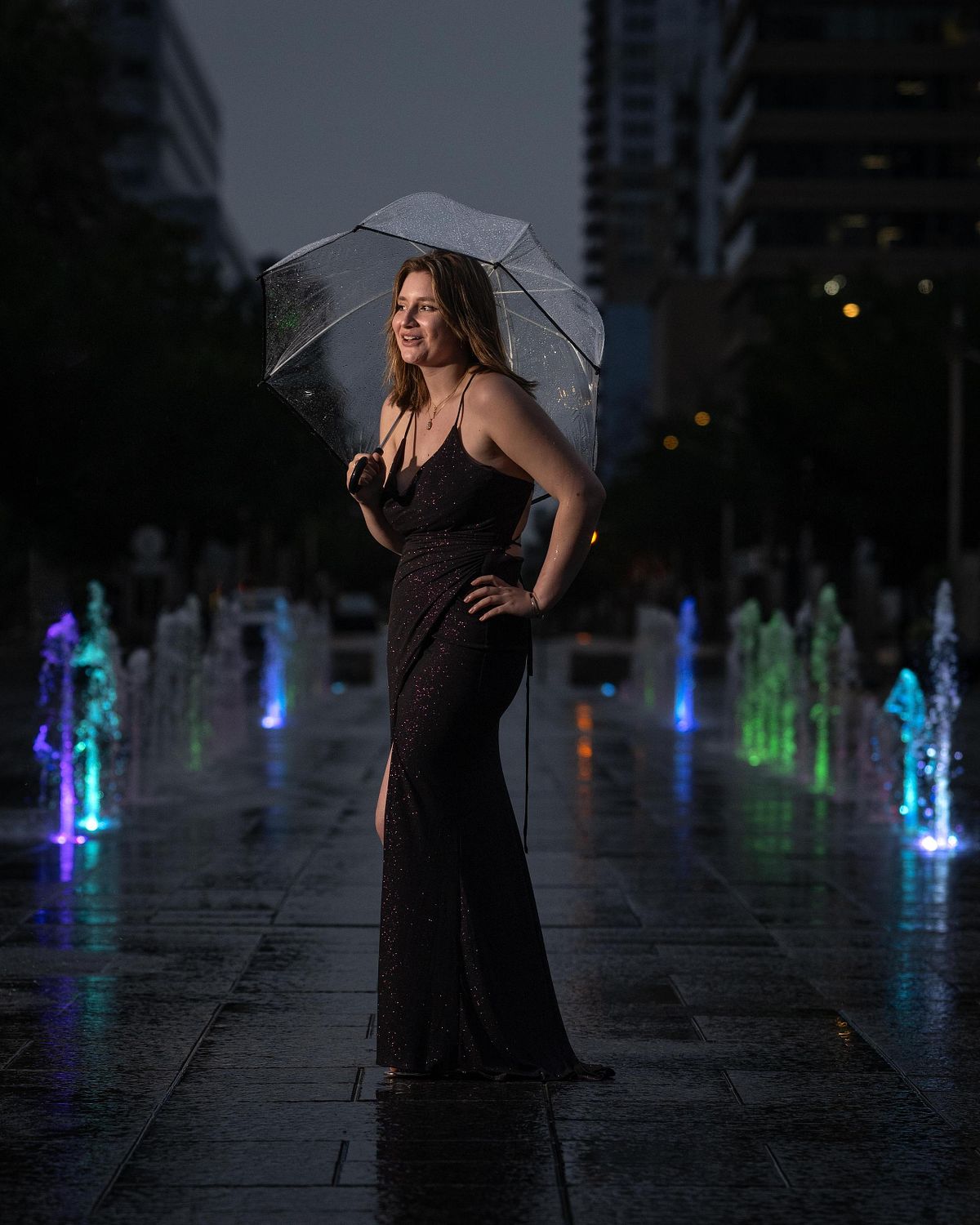 Formal Portrait in the rain at Alberta Legislative Grounds