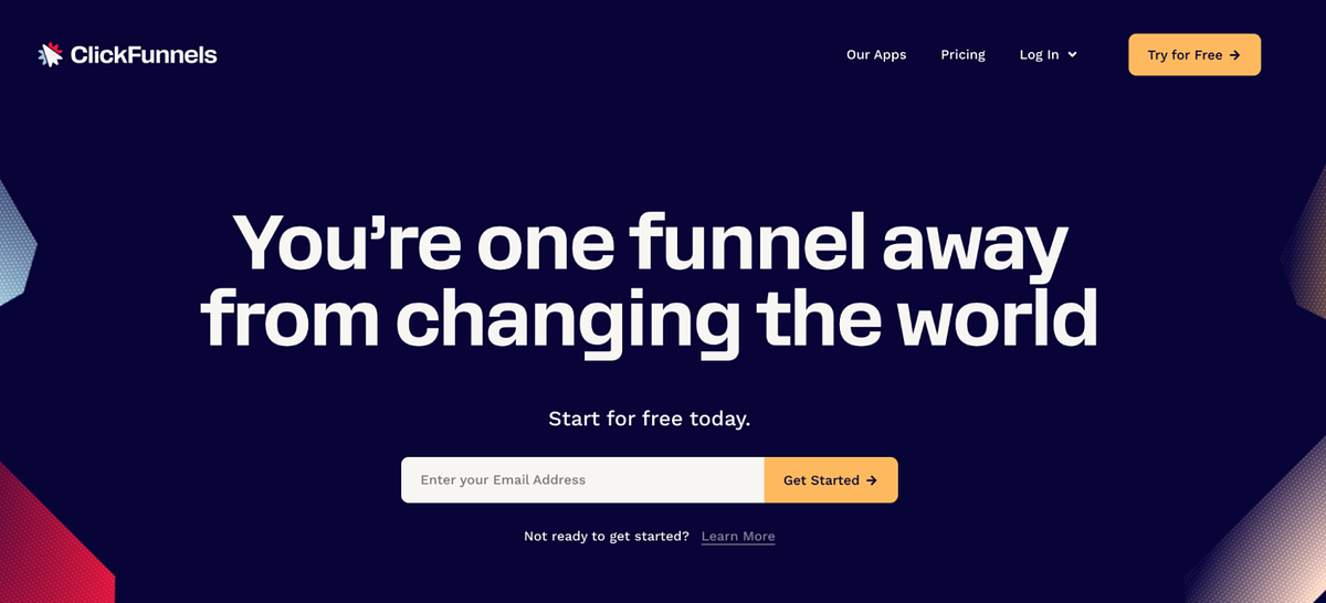 Home page di ClickFunnels