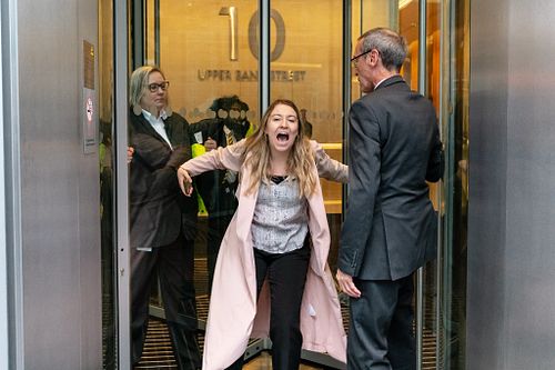 Fossil Free London disrupt Total head office in Canary Wharf, London, UK