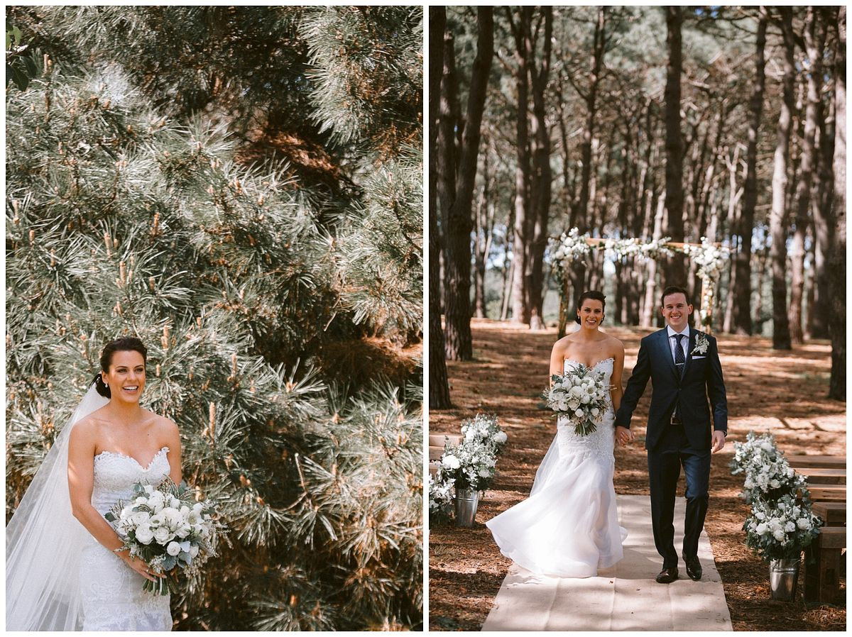 Bride and groom at wedding ceremony at Pine Grove, Centennial Park