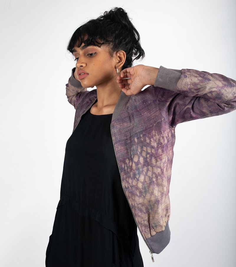 Honeycomb Tussar Silk Bomber
