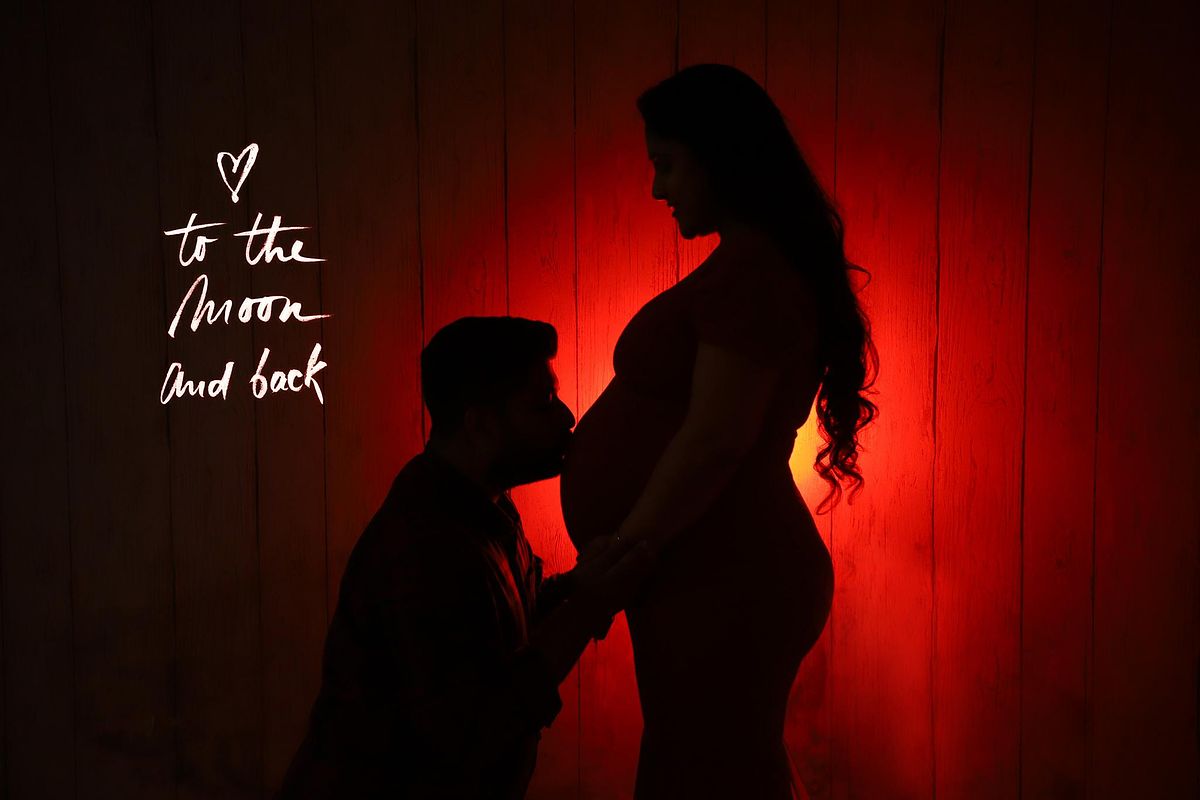 Silhouette couple pregnancy photoshoot near me