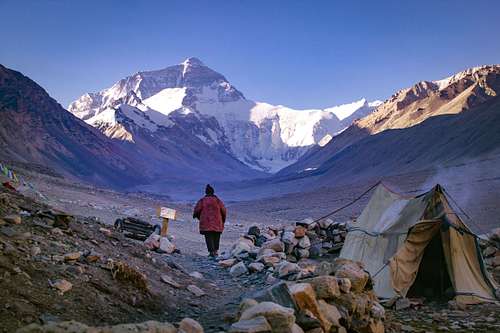 Mount Everest viewed from the Himalayan foothills, Tibet, fine art photography by Chunhai Han