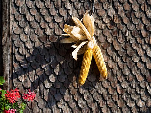 Maisschmuck an Fassade
