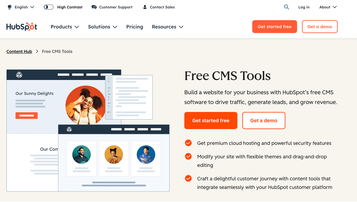 HubSpot CMS screenshot