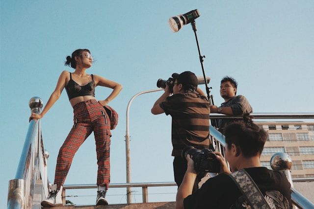 Outdoor photoshoot with other crew members