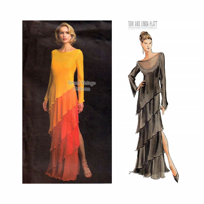 vogue evening dress patterns Vogue 1707 American Designer Calvin Klein Evening Dress with Skirt Len –  Patterns Central main image 1