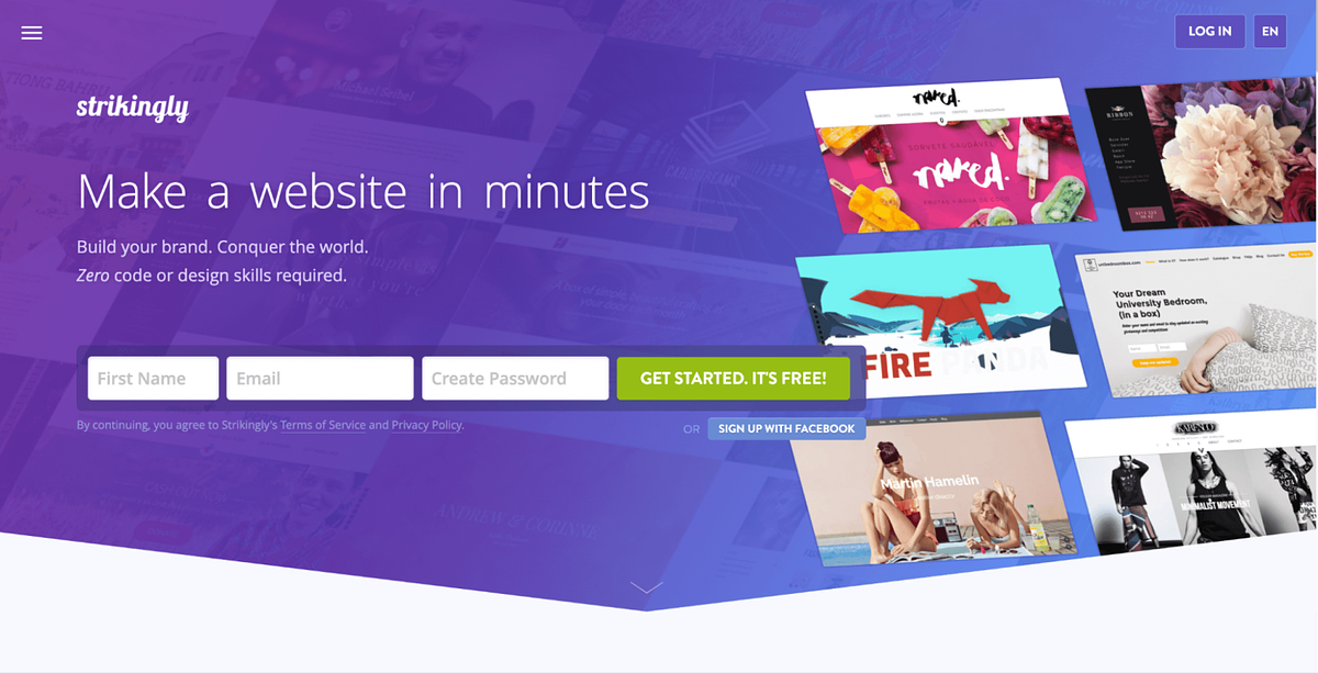 Image of website builder Strikingly