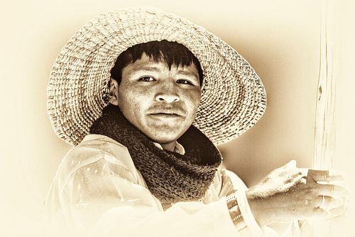 Portrait en sepia d'un homme du Pérou