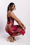Linen Satin Slip Dress - Scarlet Sky