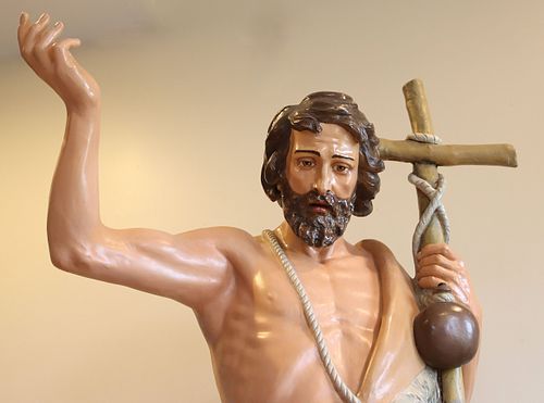 antique plaster statue restoration of saint john the baptist