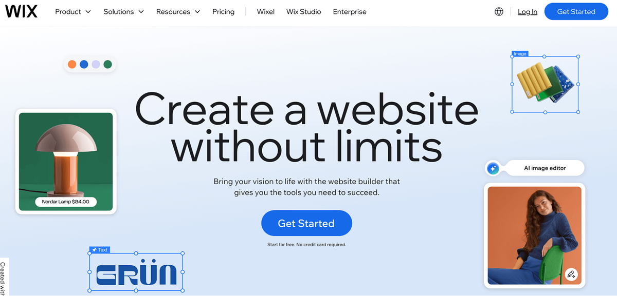 Wix homepage