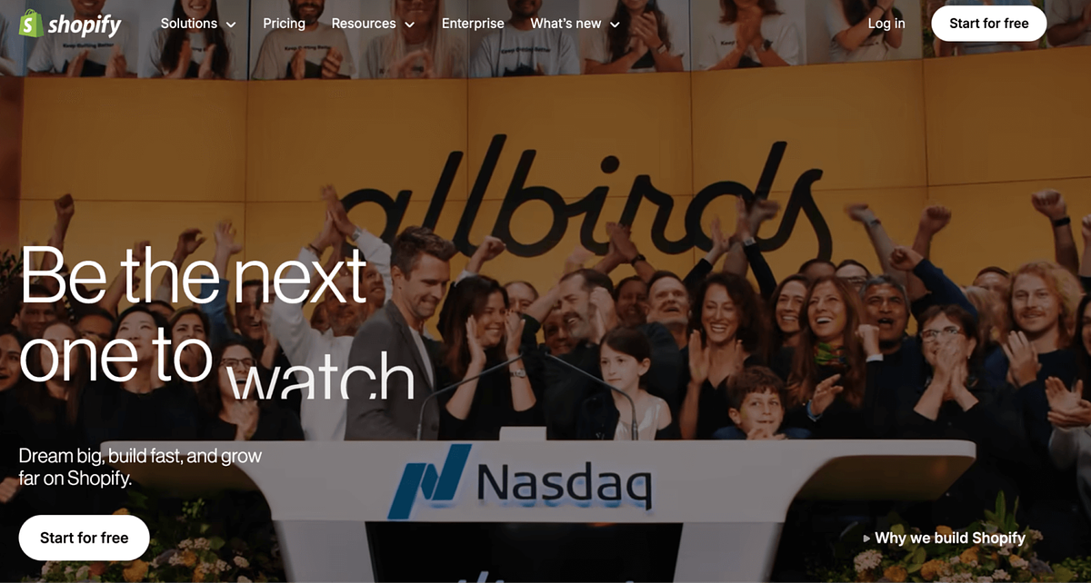 Shopify's homepage