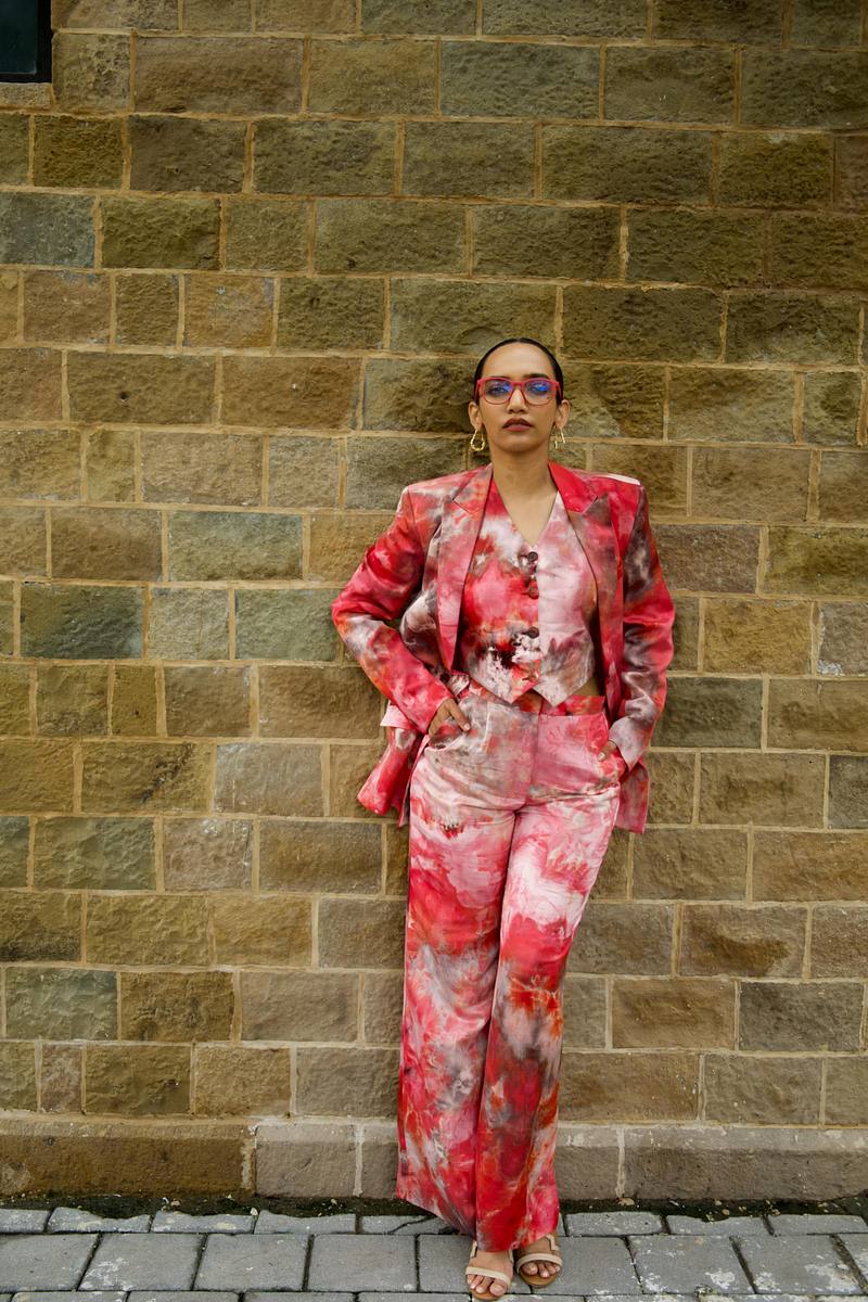 Linen Satin Trouser - Scarlet Sky