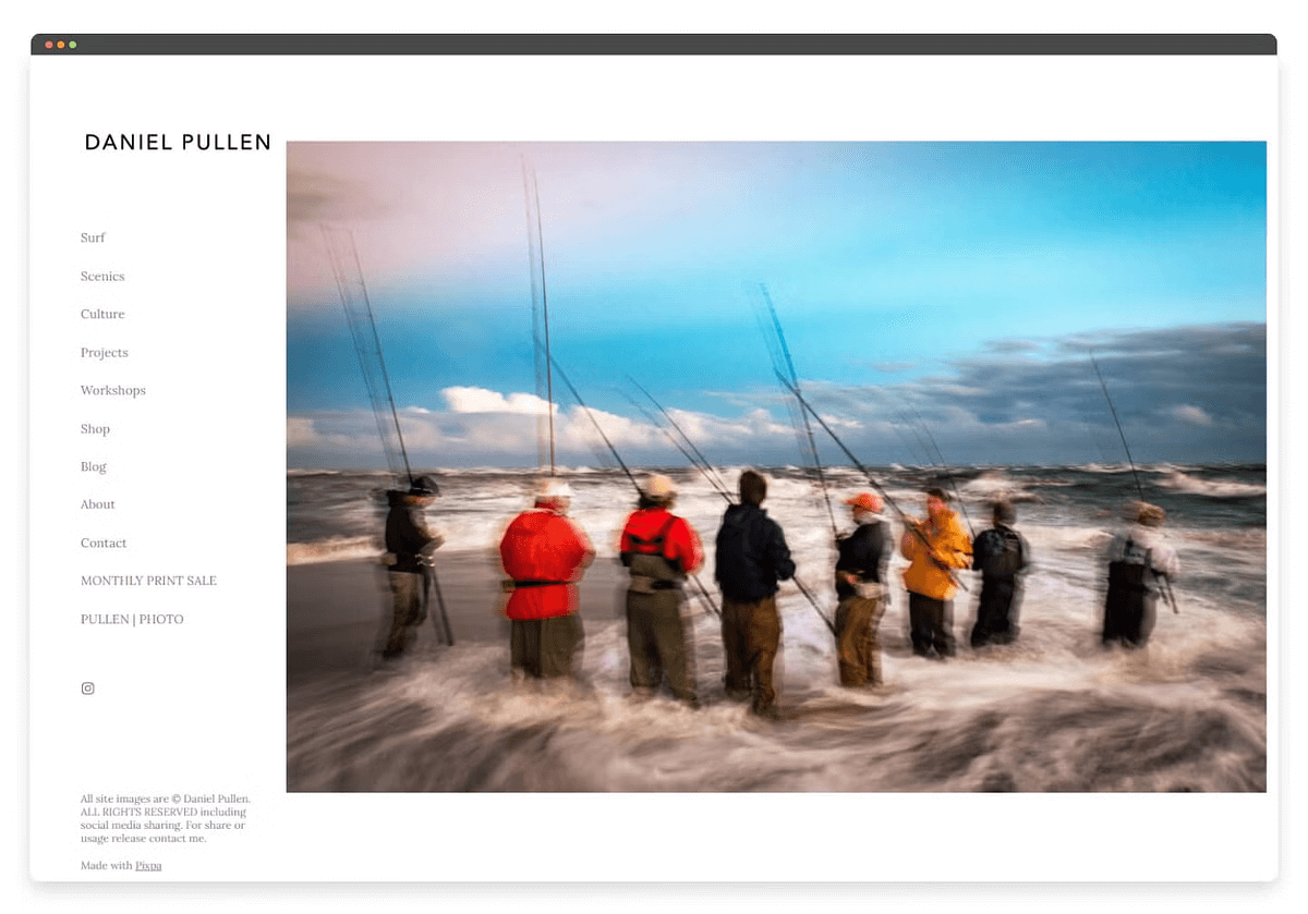 Daniel Pullen's Pixpa portfolio website