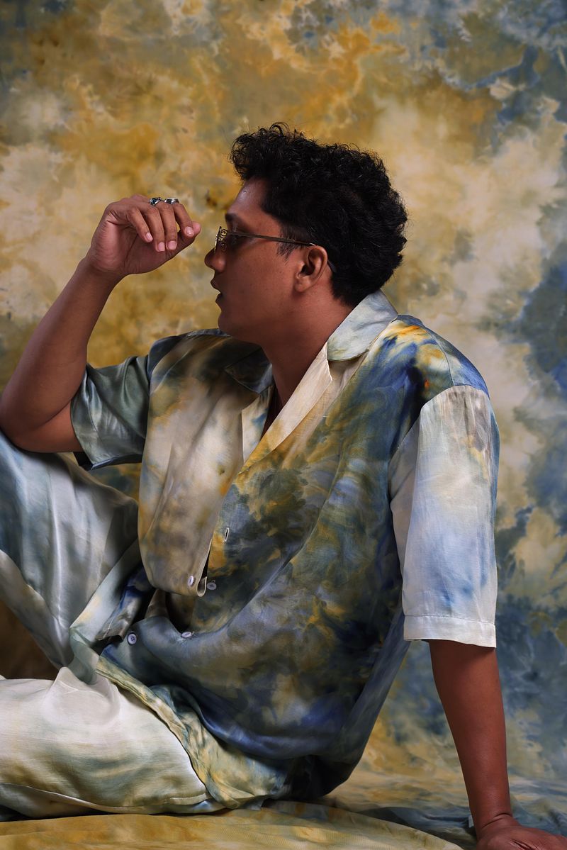 Linen Satin Cuban Collar Shirt - Golden Hour