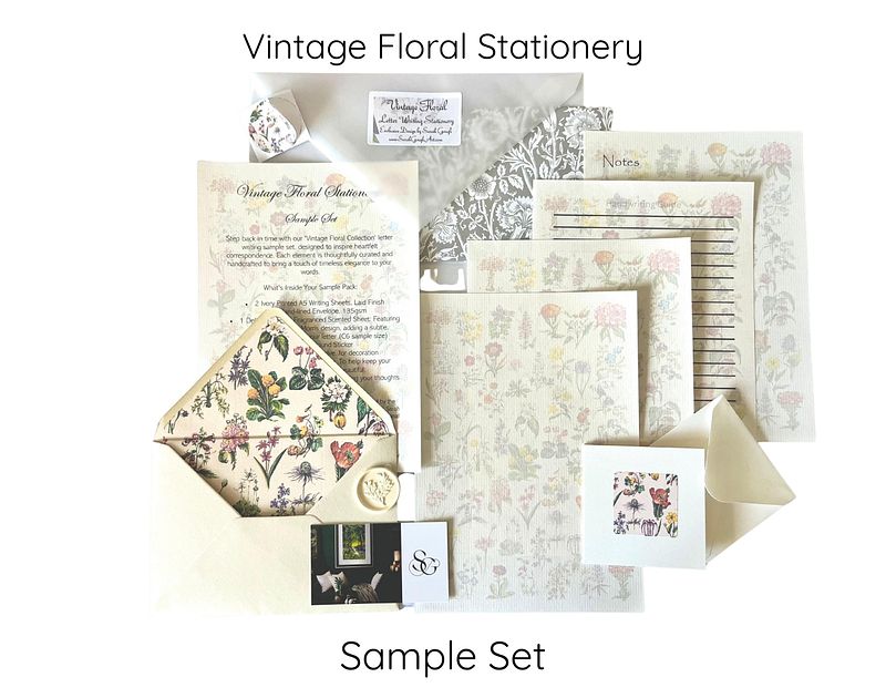 Luxury Vintage Floral Scented Letter Writing Stationery Gift Set with Accessories