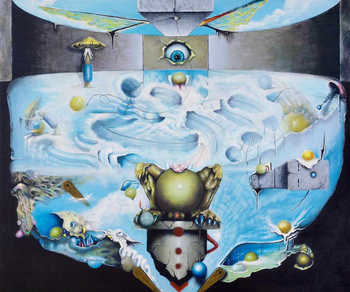 Pinball machine – best surrealist artwork by Dutch artist Arnold Janssen