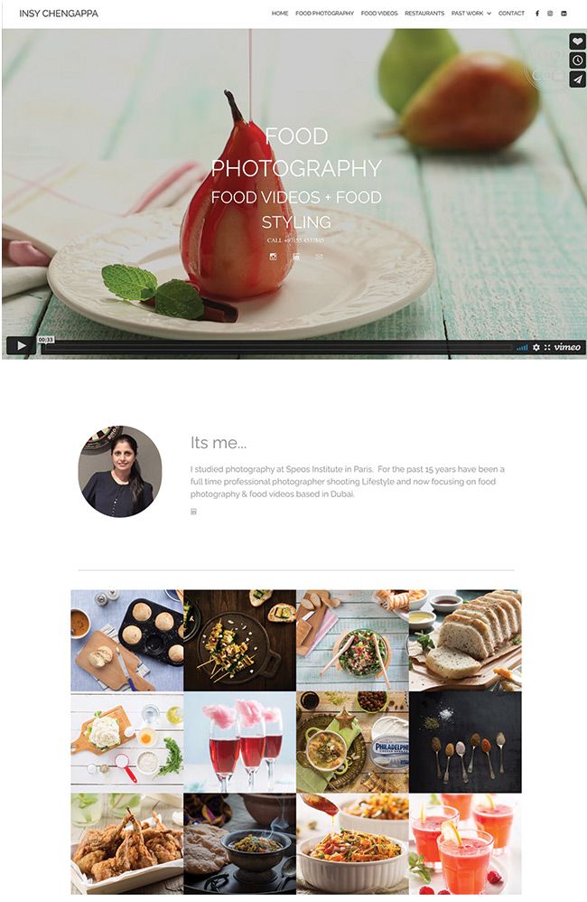 Site Web du portfolio de photographies culinaires d'Insy Chengappa