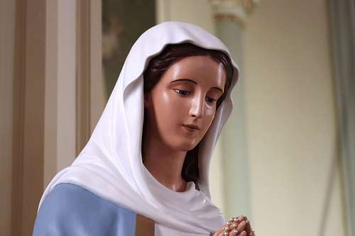 Beautifully restored statue of the Blessed Virgin Mary for Holy Trinity Catholic Church in Somerset, Ohio