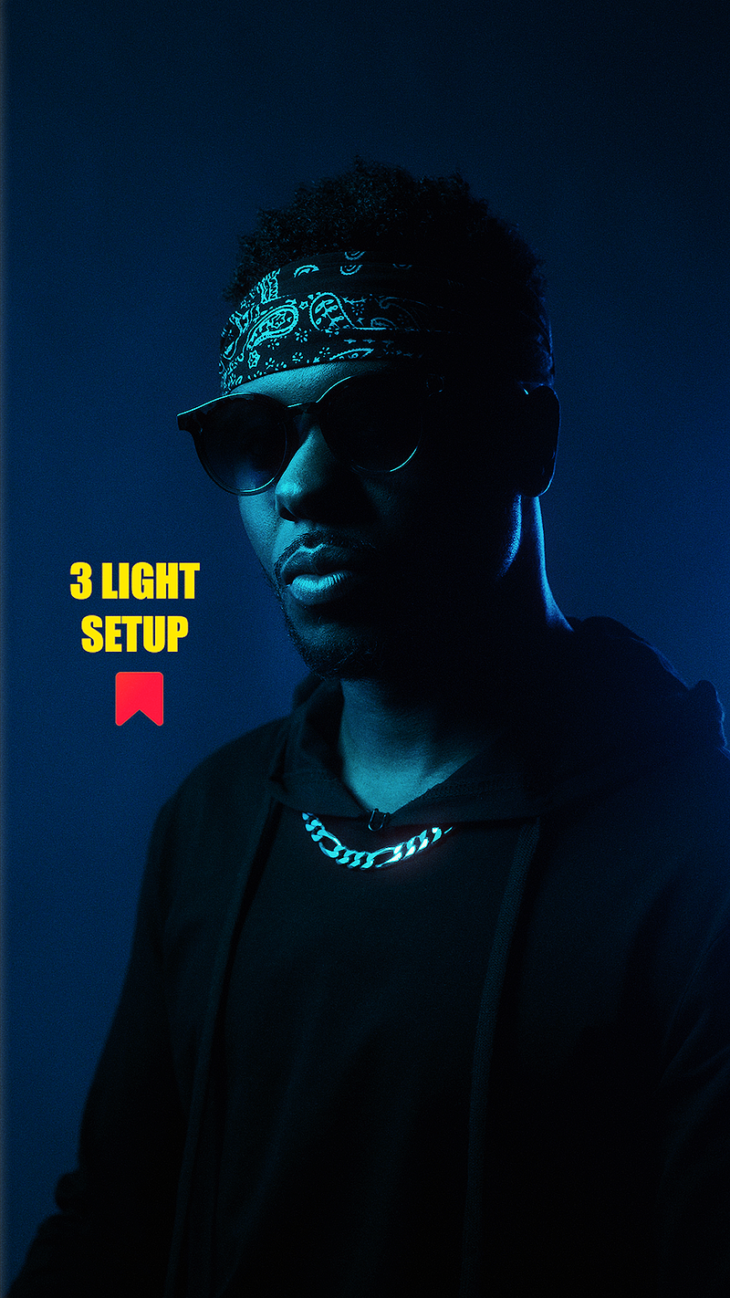 3 Light Blue Portrait Setup