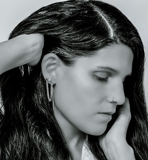 close up, portrait, schwarz/weis, frau