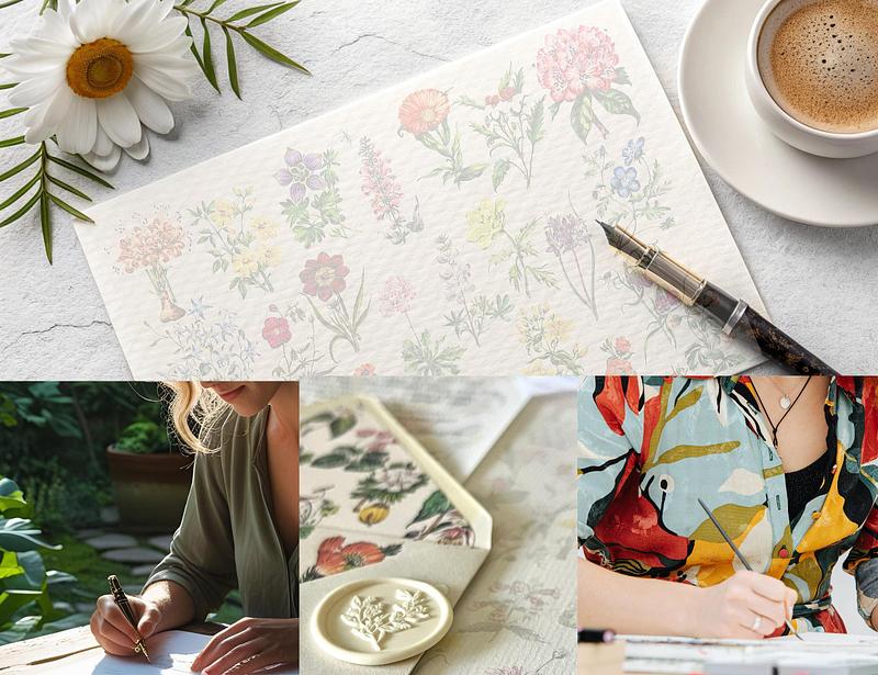 Luxury Vintage Floral Scented Letter Writing Stationery Gift Set with Accessories