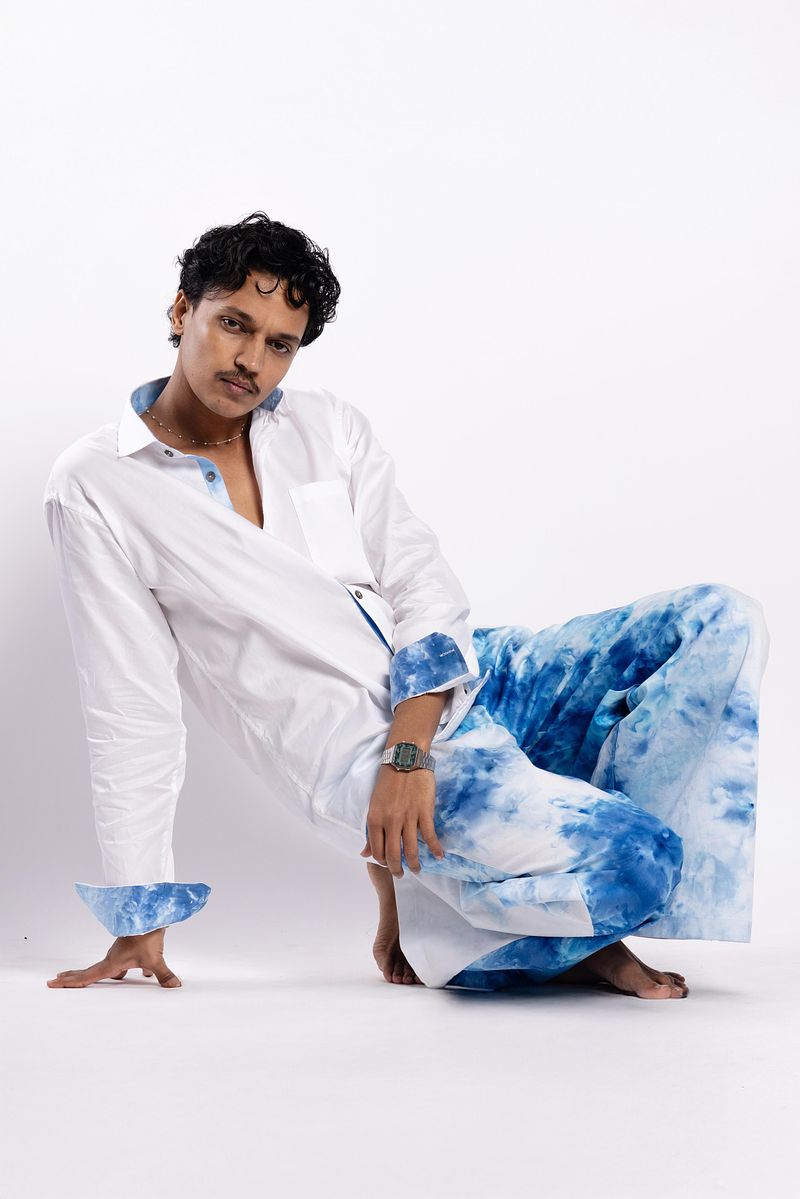 Signature White Premium Cotton Shirt - Summer Sky