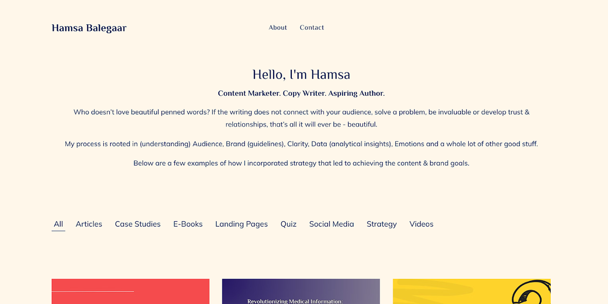 writing portfolio of Hamsa Balegaar